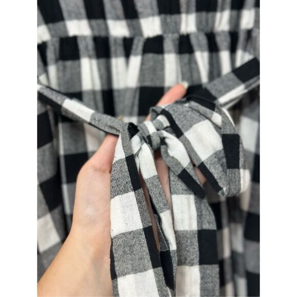 NWOT Jessakae Black & White Plaid Picnic Waist Tie Mini Dress Women's Small - Picture 12 of 13